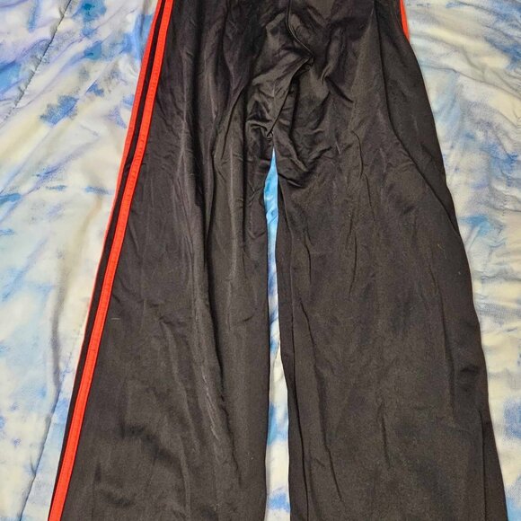 Adidas Track Pants Mens Small Woven 3 Stripe W/ Pockets Black W/ Red Stripes - Picture 4 of 4